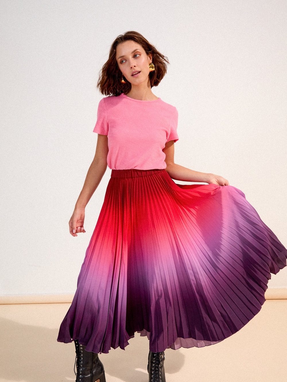 Ombre Pleated Midi Skirt - French brand - Picture 5 of 8